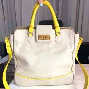 Christian Louboutin Yellow Taupe Gray Shoulder Bag